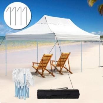 2,9x5,7 méteres összecsukható kerti pavilon+ hordtáska, fehér színben kép