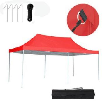 2,9x5,7 méteres összecsukható kerti pavilon+ hordtáska, piros színben kép