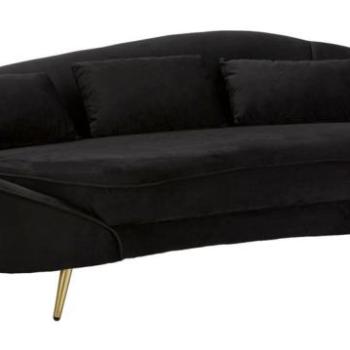 3 személyes kanapé, szövet, fekete, arany - fém lábakkal - RONDUS kép