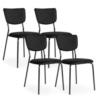 4 db étkezőszék készlet - kárpitozott bársony székek fémszerkezettel kép