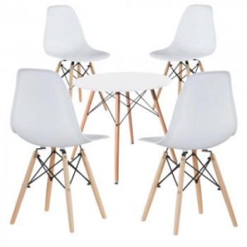 4db modern étkezőszék asztallal, fehér kép