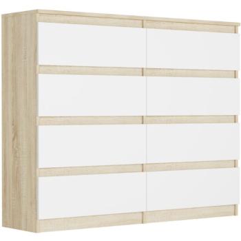 8 fiókos komód R-120-S8 - különböző színű változatokban sonoma mix fehér kép