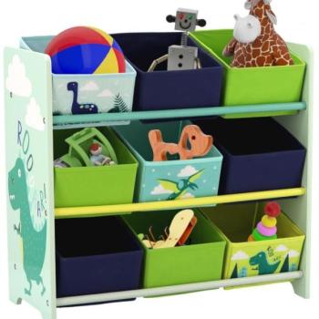 9 tárolódobozos polc dinoszauruszokkal kép