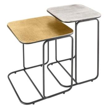 ABSTRACT arany-ezüst-fekete fém dohányzóasztal szett kép