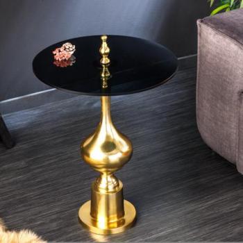 ABSTRACT arany-fekete üveg dohányzóasztal 65cm kép