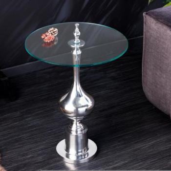 ABSTRACT ezüst üveg dohányzóasztal 65cm kép