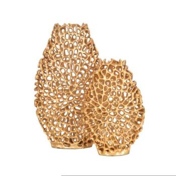 ABSTRACT LEAF 2 részes arany alumínium váza kép