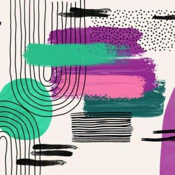 Absztrakt mintájú tapéta, 350x250 cm, lila - zöld - rózsaszín - ABSTRAIT EN MAUVE kép