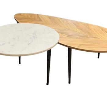 ADLON fehér akácfa márvány dohányzóasztal szett 2 db kép