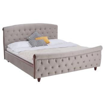 Ágy ágyráccsal, 180x200, szürkésbarna Taupe Velvet szövet, BARETO kép