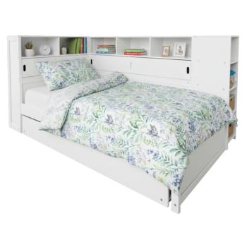 Ágy polcokkal és pótággyal, fehér, 90x200, LENDON kép