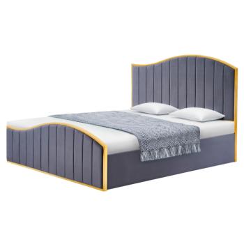 Ágy ráccsal, 160x200, sötétszürke Velvet szövet/gold arany króm, GEORGIA kép