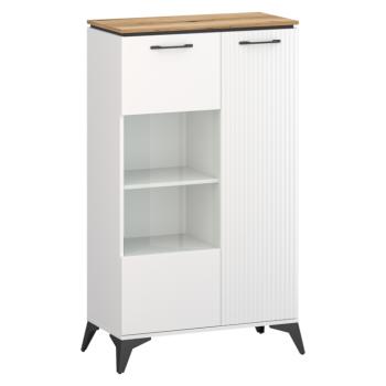 Alacsony vitrin, fehér/evoke tölgy, VELIS 1D1W kép