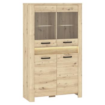 Alacsony vitrin LED világítással, artisan tölgy, MIRO 2D2W kép