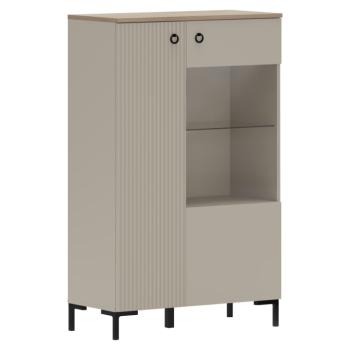 Alacsony vitrin, szürkésbarna Taupe/silverjack tölgy, DOMCA 1D1W/140 kép