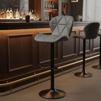 Állítható magasságú forgó bárszék háttámlával szürke kép