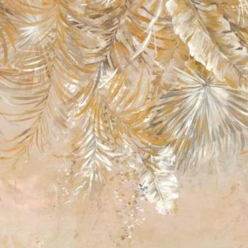 Arany pálmaleveleket ábrázoló tapéta, 400x250 cm, arany - bézs - fehér - NATURE MORTE kép