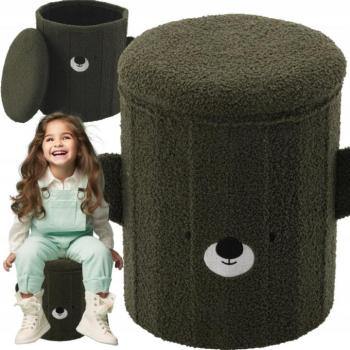 Aranyos gyermek összecsukható puff tárolóhellyel zöld kép