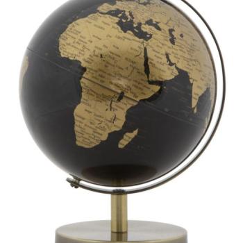 Asztali dekoráció, földgömb 17 cm, fekete bronz - GLOBE kép