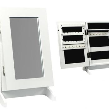 Asztali ékszertartó tükörrel 21 x 15 x 35 cm - fehér kép