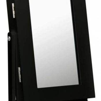Asztali ékszertartó tükörrel 21 x 15 x 35 cm - fekete kép