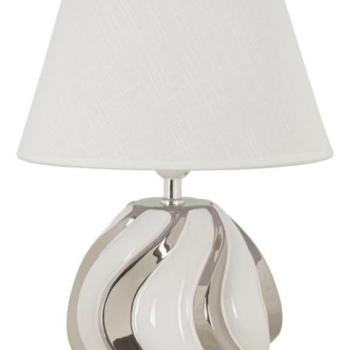 Asztali lámpa, kerámia - szövet, fehér - ezüst - RESSAC kép