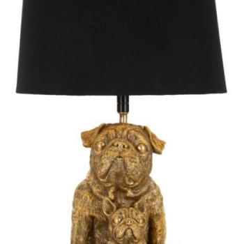 Asztali lámpa, kutya szoborral, arany - fekete - TOUTOU kép