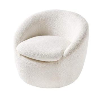 BABYLON fehér bouclé fotel 360°-ban forgatható kép