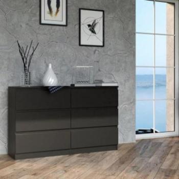 Baltrum M6 140 2X3 komód, 138x75x40 cm, fekete kép