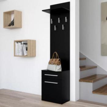 Baltrum Na Buty Duo előszoba szekrény fogassal, 50x57x35 cm, matt fekete színben kép