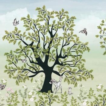 Bambi és barátai az erdőben tapéta, 400x280 cm, zöld - barna - kék - ARBRE DE VIE kép