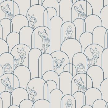 Bambi szereplőket ábrázló tapéta, 250x250 cm, sötétkék - fehér - BAMBI kép