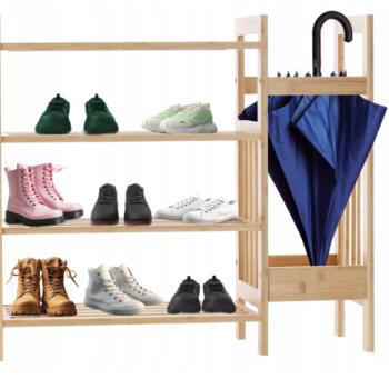 Bambusz cipőtároló polc 4 szintes + oldalsó tároló kép