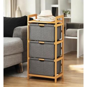 Bambusz polc könnyű, tartós szövetből készült fiókokkal kép