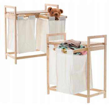 Bambusz szennyestartó kosár két rekesszel 64 x 33 x 73 cm kép