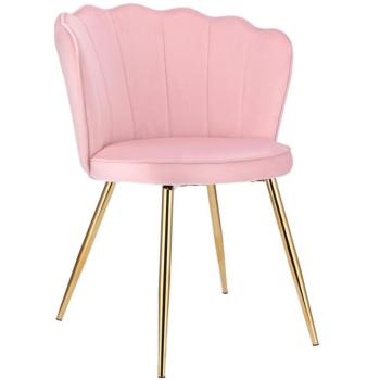 Bársony étkezőszék FIORE kagyló alakban világos rózsaszín kép