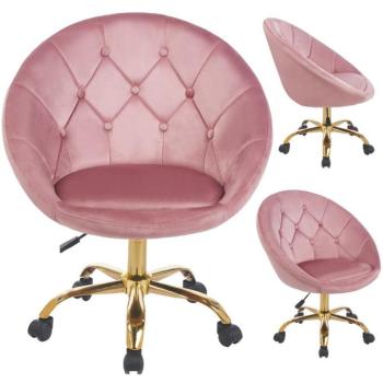 Bársony irodai szék RUNDO rózsaszín kép