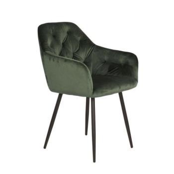 Bársonyszövet étkezőfotel, tűzött, fenyőzöld - VABENNE kép