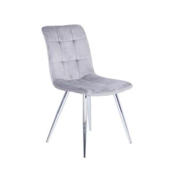 Bársonyszövet étkezőszék, krómozott lábakkal, halványszürke - MONCHERI kép