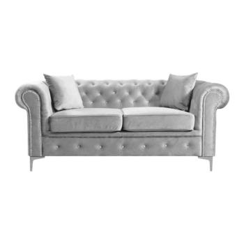 Bársonyszövet, kétszemélyes kanapé, ezüstszürke - MAJESTUEUX kép