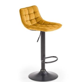 Bárszék, állítható magassággal, bársony - fém, mustársárga - fekete - FLIP kép