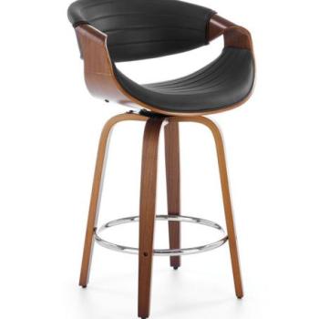 Bárszék, bőr - fa - fém, fekete - dió - FIGUE kép