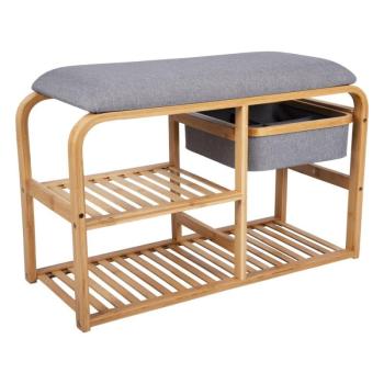 Bench bambusz cipőtartó szürke ülőrésszel, szélesség 70 cm - Leitmotiv kép