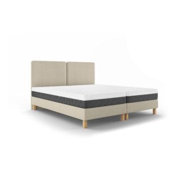 Bézs kárpitozott franciaágy ágyráccsal 160x200 cm Lotus – Mazzini Beds kép