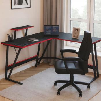 BG02 sarok játékasztal - fekete, monitor polccal kép