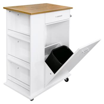 Billenős szekrény szemetes kosárral, fehér/tölgy, VASIN kép