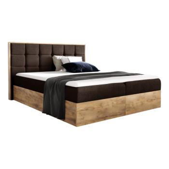 Boxspring ágy, 140x200, barna Paros szövet/lancelot tölgy, WOOD 1 kép