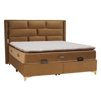 Boxspring ágy 180x200, világosbarna, GOLDBIA kép