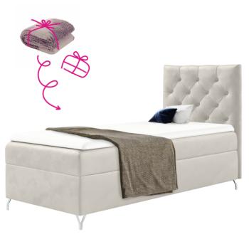 Boxspring ágy, 90x200, fehér Velvet szövet, jobbos, GULIETTE + ajándék kép