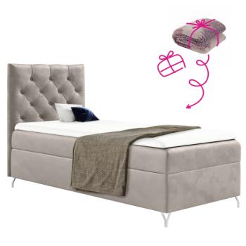 Boxspring ágy, 90x200, szürkésbézs Taupe Velvet szövet, balos, GULIETTE + ajándék kép